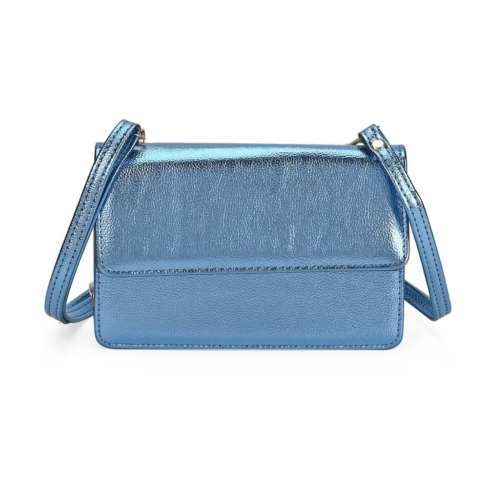 Powder Blue Structured Crossbody Bag with Adjustable Strap